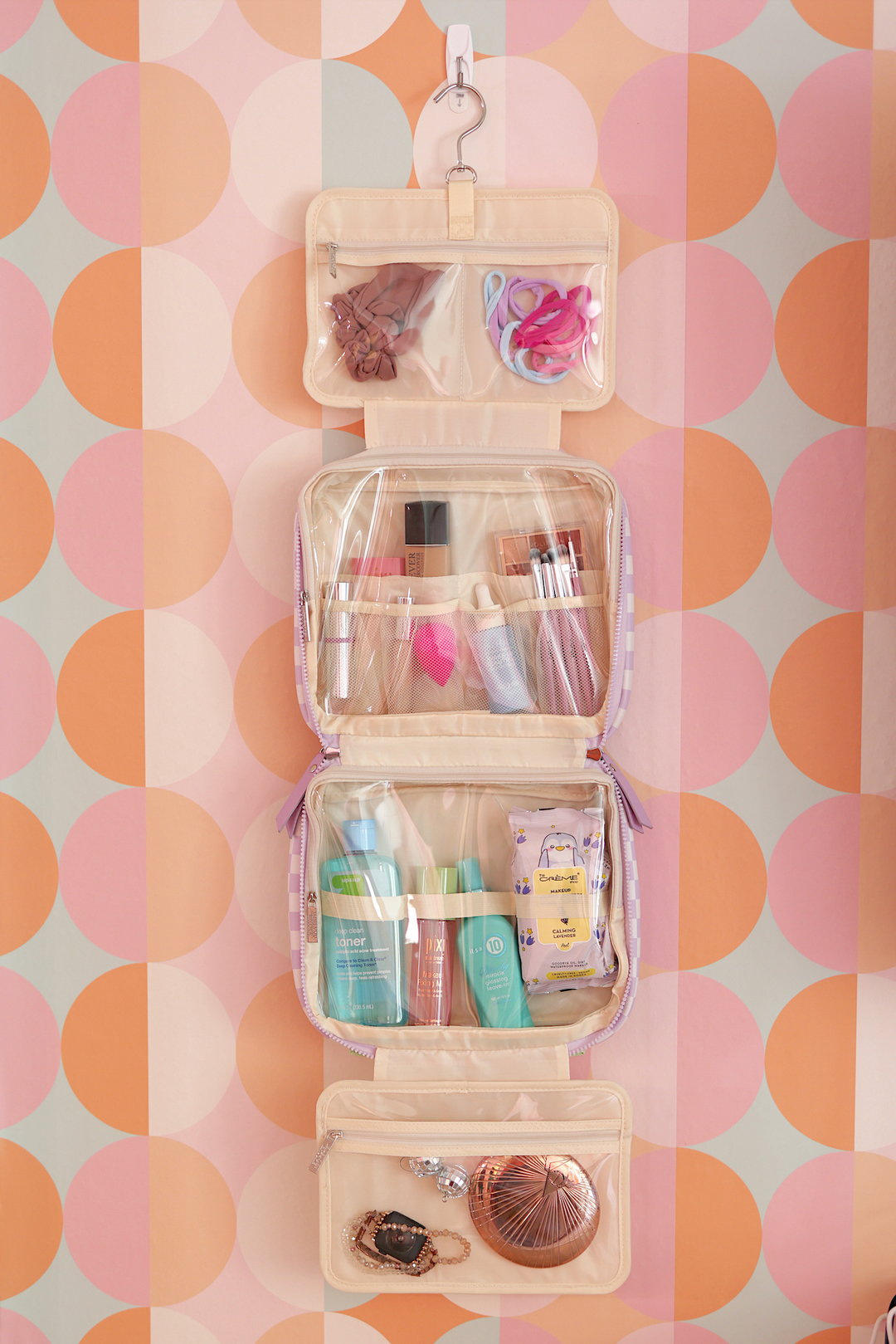 Custom Hanging Organizer - Daydream Checkered (Lime/Lilac/Cream)