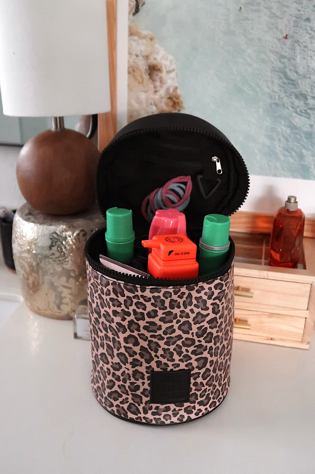 Barrel Toiletry Bag - Traditional Cheetah