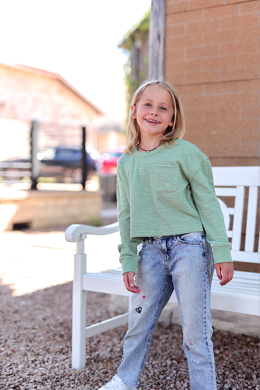 Long Weekend YOUTH Knit Crew Sweatshirt - (Matcha)