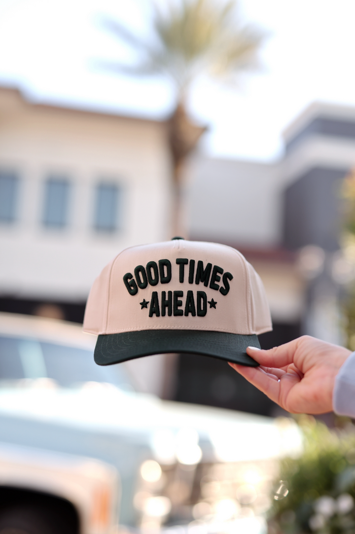Trucker Hat - Good Times Ahead 3D Embroidery (Natural/Green)