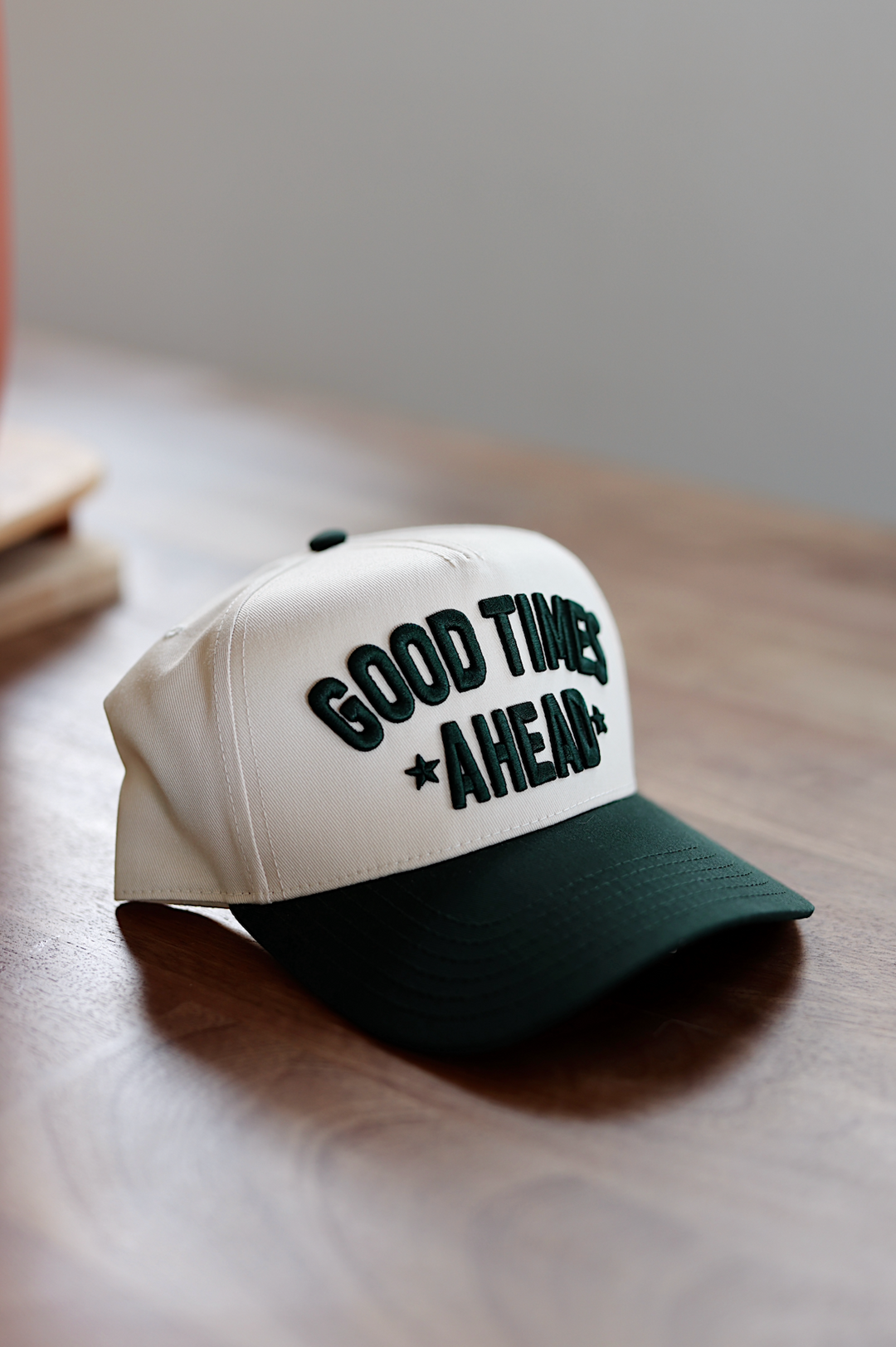 Trucker Hat - Good Times Ahead 3D Embroidery (Natural/Green)