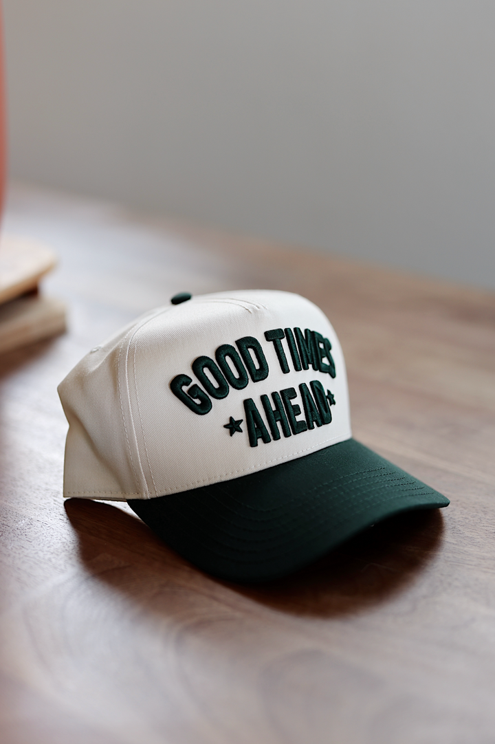 Trucker Hat - Good Times Ahead 3D Embroidery (Natural/Green)