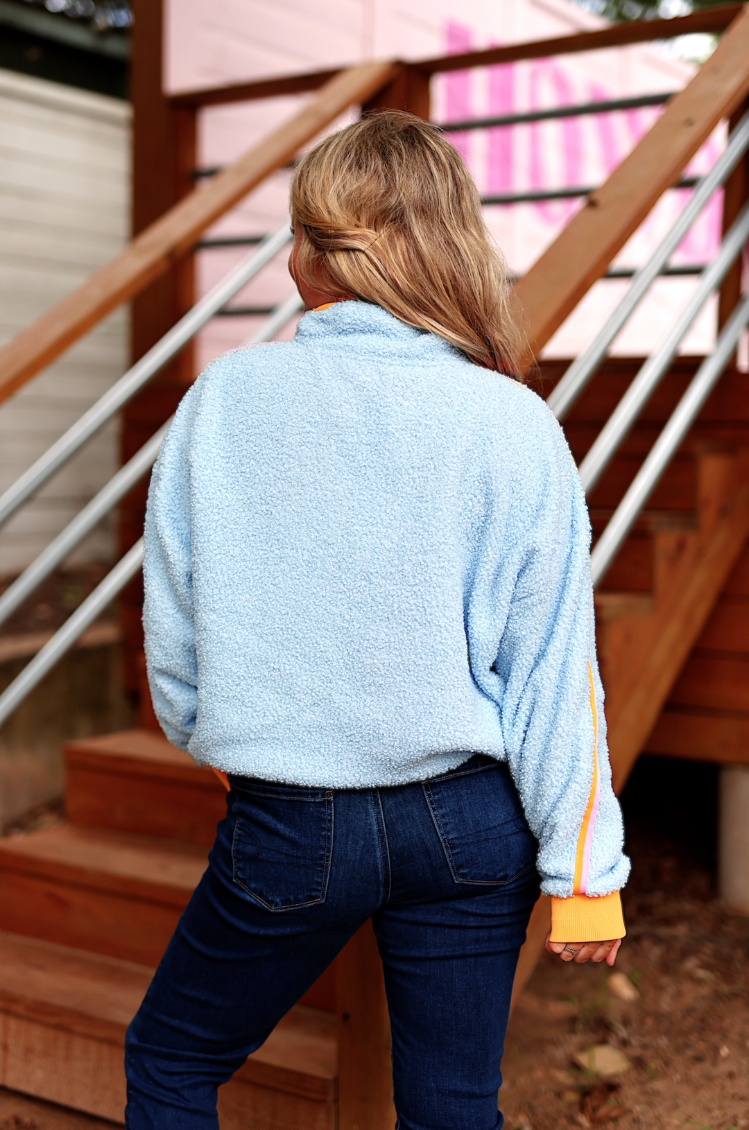 Around The Clock Teddy Quarter Zip Pullover (Seaside Blue)
