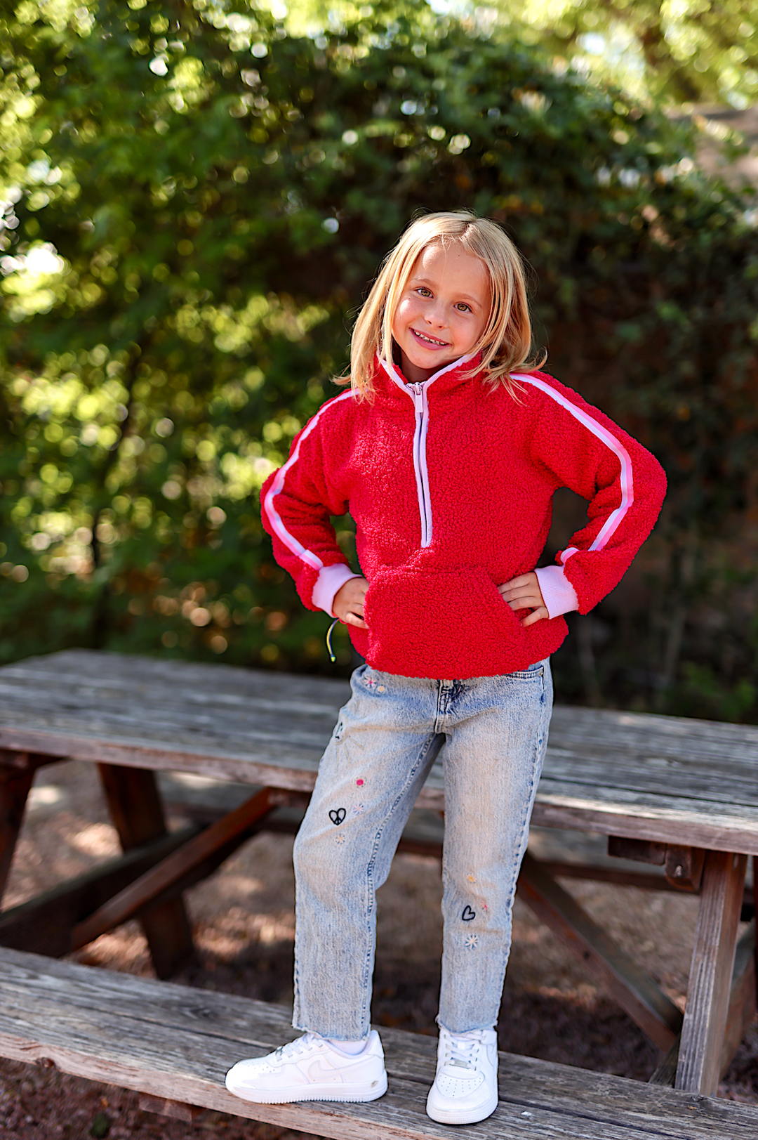 Around The Clock YOUTH Teddy Quarter Zip Pullover (Cherry Red)