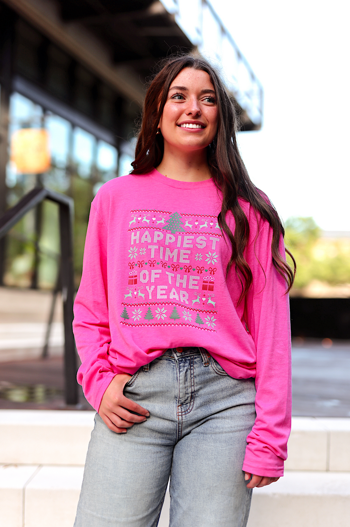 K&C - Happiest Time Of The Year (Heliconia) - Long Sleeve/Crew