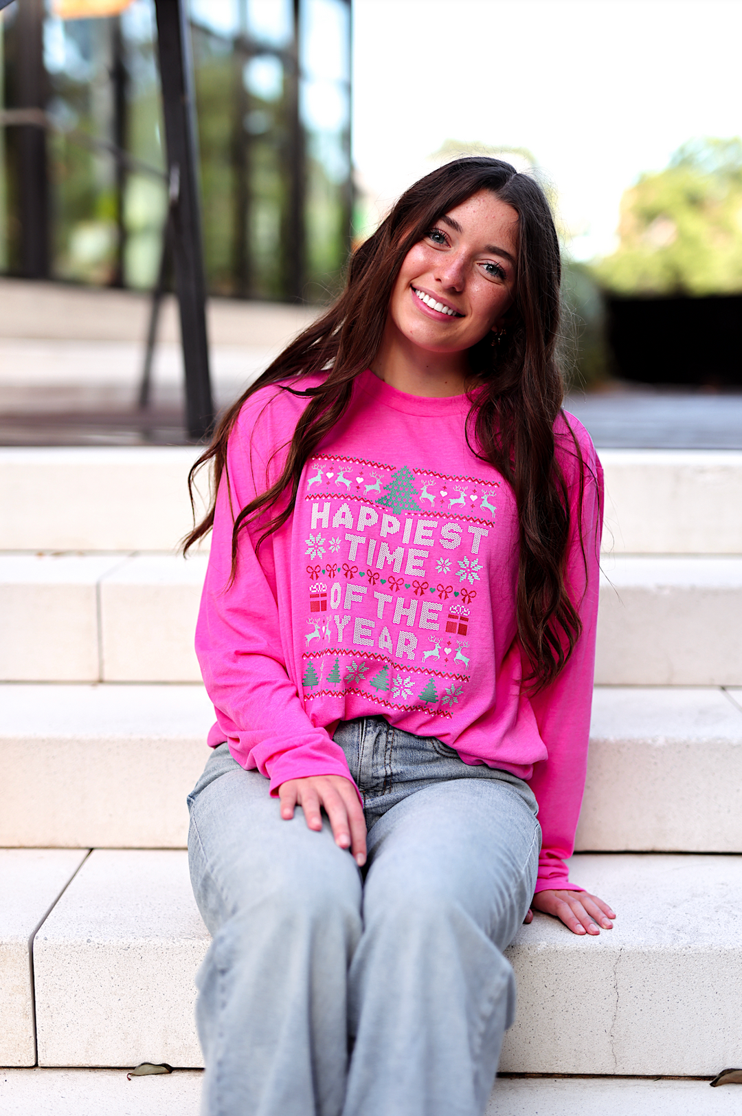 K&C - Happiest Time Of The Year (Heliconia) - Long Sleeve/Crew