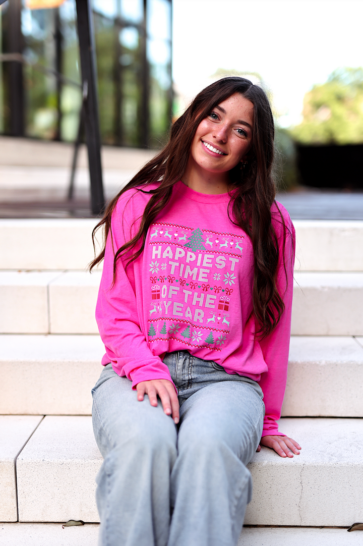 K&C - Happiest Time Of The Year (Heliconia) - Long Sleeve/Crew