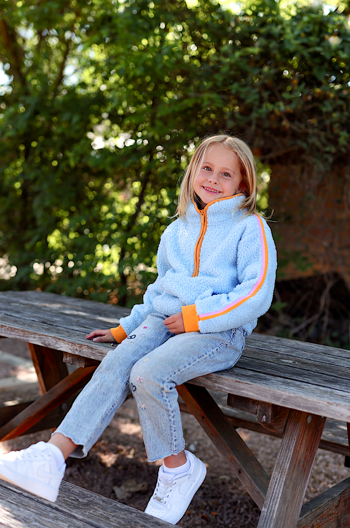 Around The Clock YOUTH Teddy Quarter Zip Pullover (Seaside Blue)