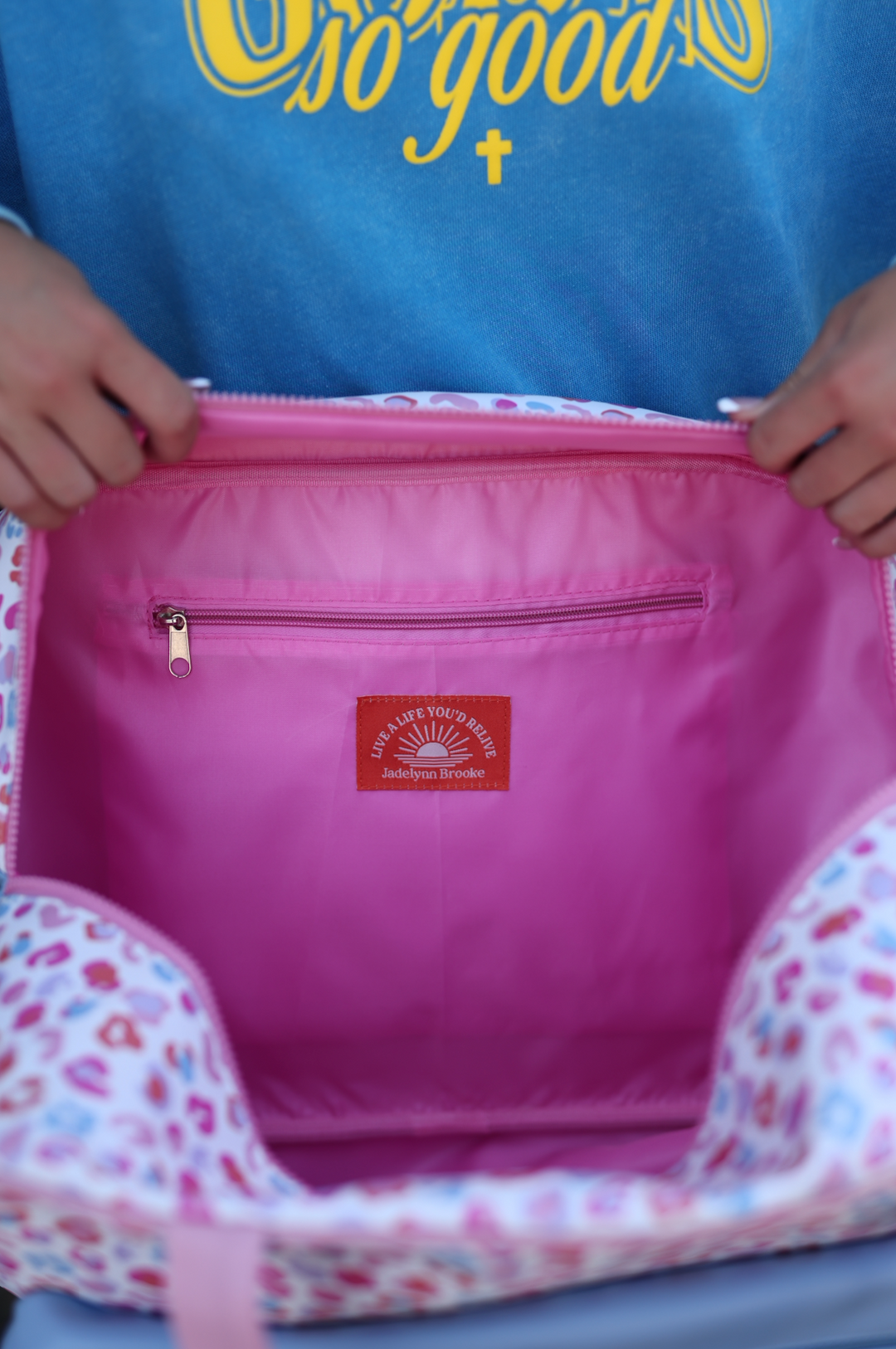 Custom Duffle Bag - Party Animal Color Block (Pink/Orange/Blue Cheetah Print)