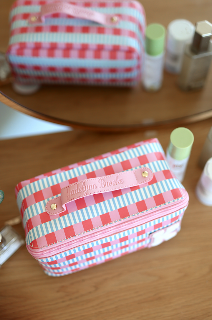 Custom Hold All Cosmetic Bag - Blaze (Blue/Pink/Orange Checkered)