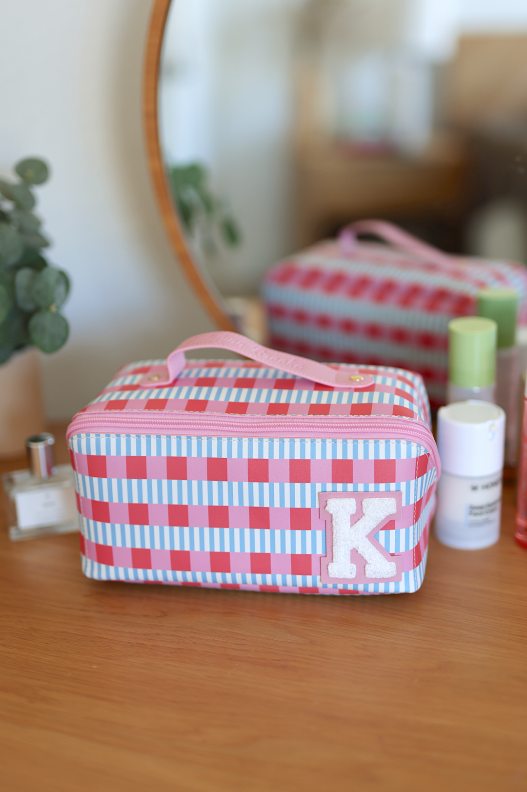 Custom Hold All Cosmetic Bag - Blaze (Blue/Pink/Orange Checkered)