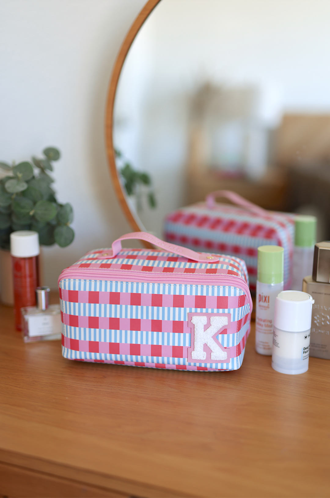checkered travel makeup bag Custom Hold All Cosmetic Bag