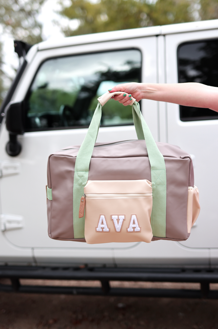 Custom Duffle Bag - NALA Color Block (Grey/Pistachio/Cream)