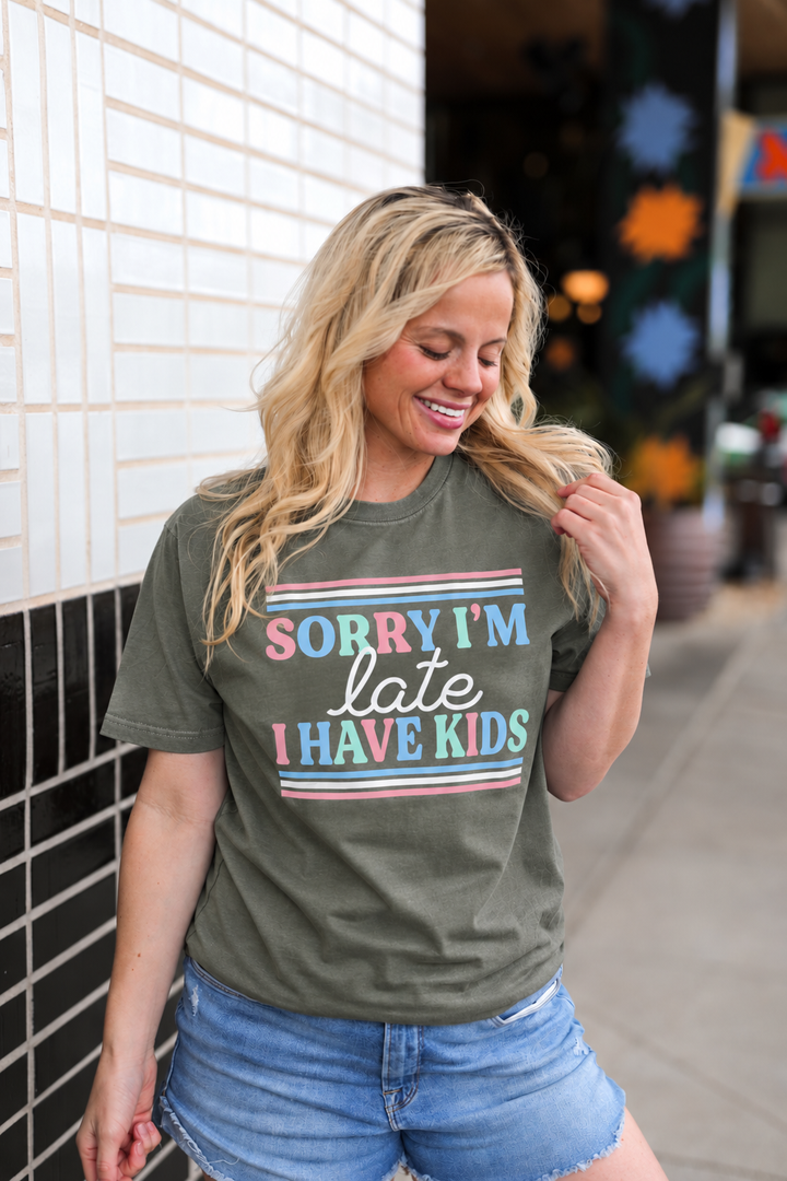 I Have Kids (Heather Military Green) - Short Sleeve/Crew