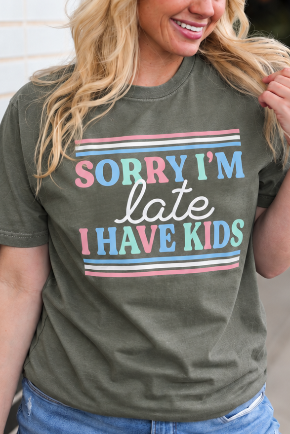 I Have Kids (Heather Military Green) - Short Sleeve/Crew