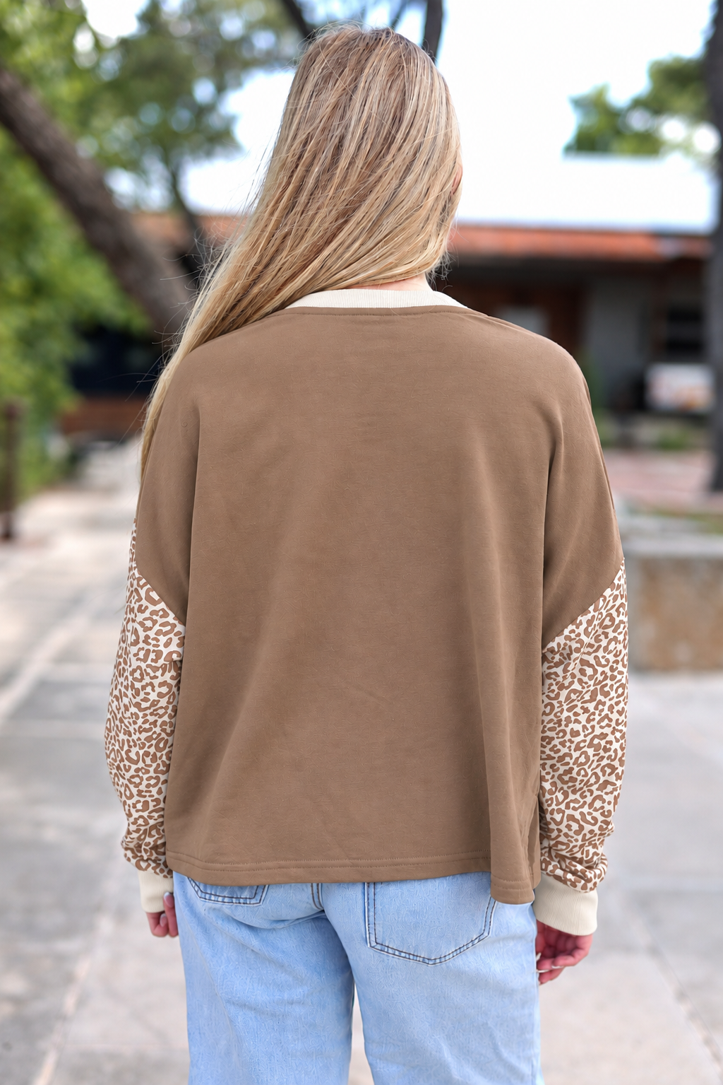 Day Off French Terry Pullover - Taupe Cheetah
