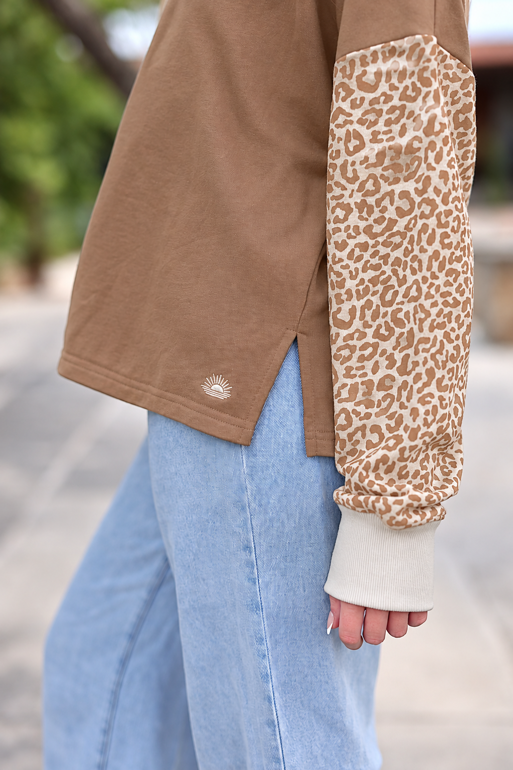 Day Off French Terry Pullover - Taupe Cheetah