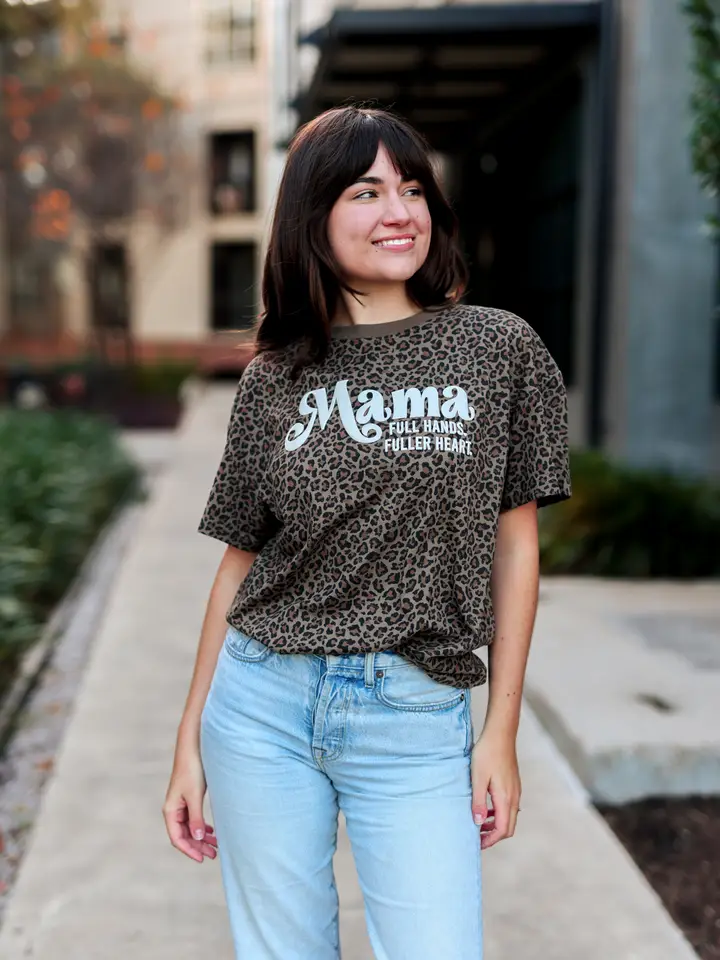 Mama - Full Hands, Fuller Heart (Cheetah) - S/S Crew