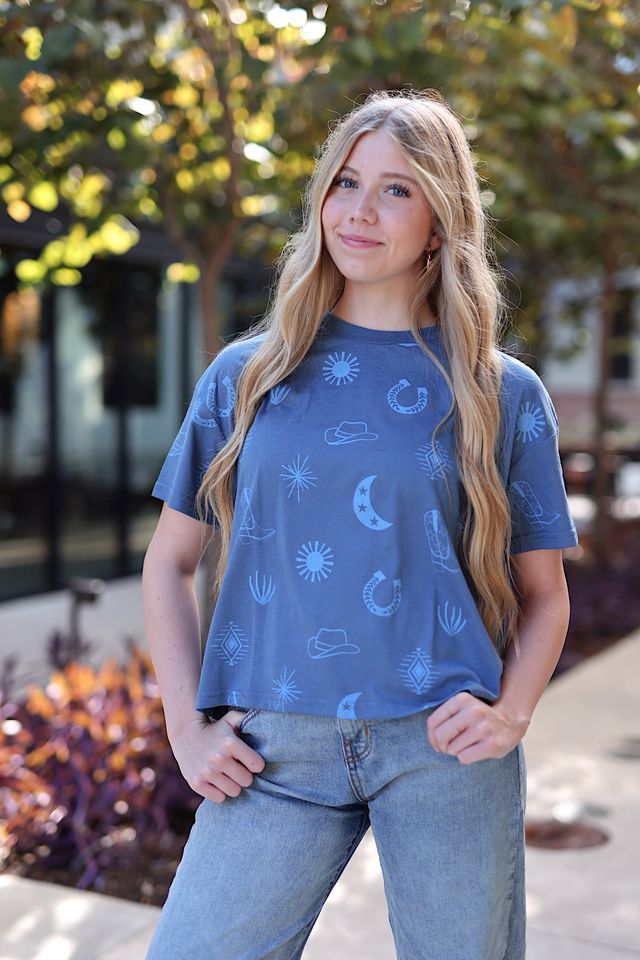 Western Elements - (Indigo) Short Sleeve/Crew