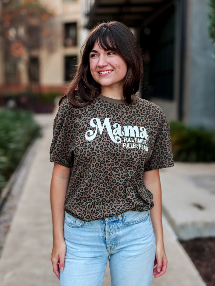 Mama - Full Hands, Fuller Heart (Cheetah) - S/S Crew