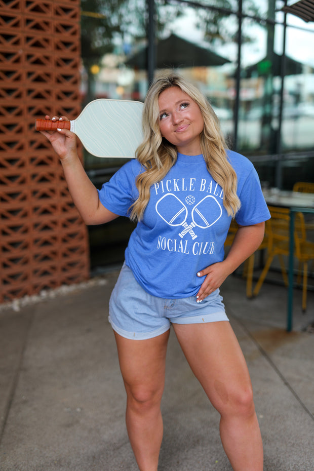 Pickleball Social Club (Flo Blue Heather) - Short Sleeve / Crew