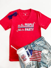 We The People Like To Party (Red Heather) - Short Sleeve / V-Neck