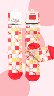 Socks (Pink/Yellow) - Happy Checkered
