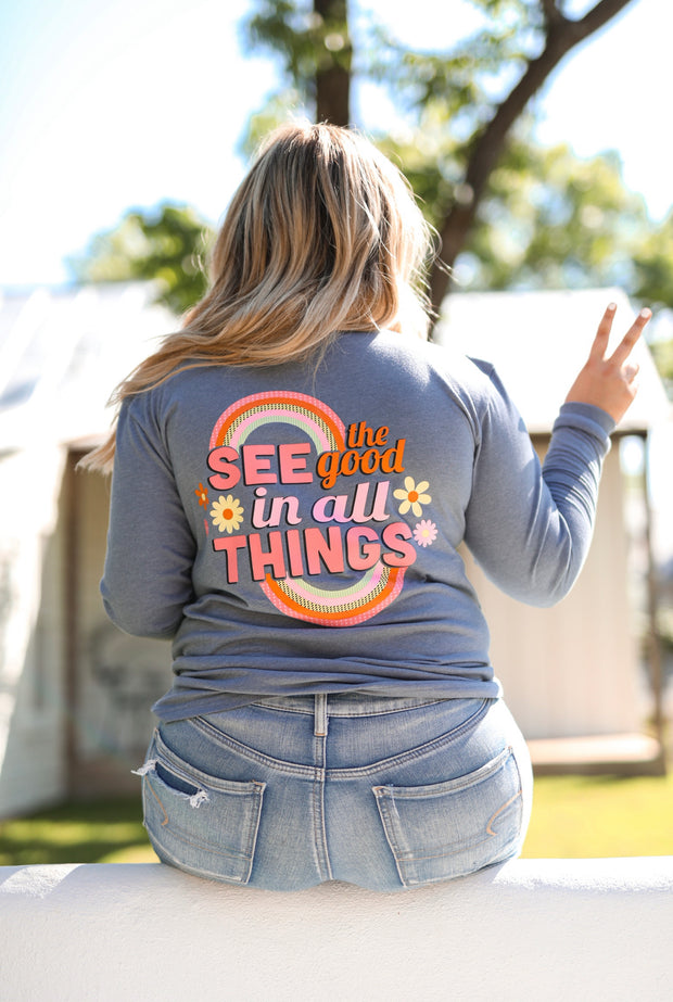 See The Good (Blue Jean Heather) - Long Sleeve / Crew