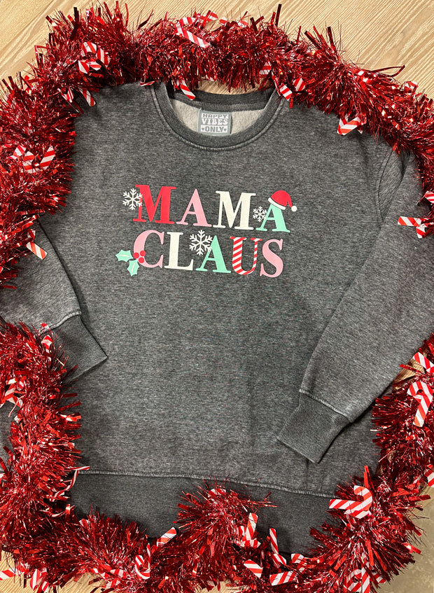 K&C - Mama Claus (Charcoal Burnout) - Long Sleeve / Crew