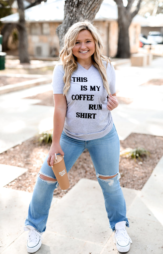 TSL - Coffee Run Shirt Puff Print (Athletic Heather) - Short Sleeve / V-Neck