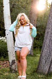 Moxie Pullover (Mint/Pink) - Long Sleeve 1/4 Zip
