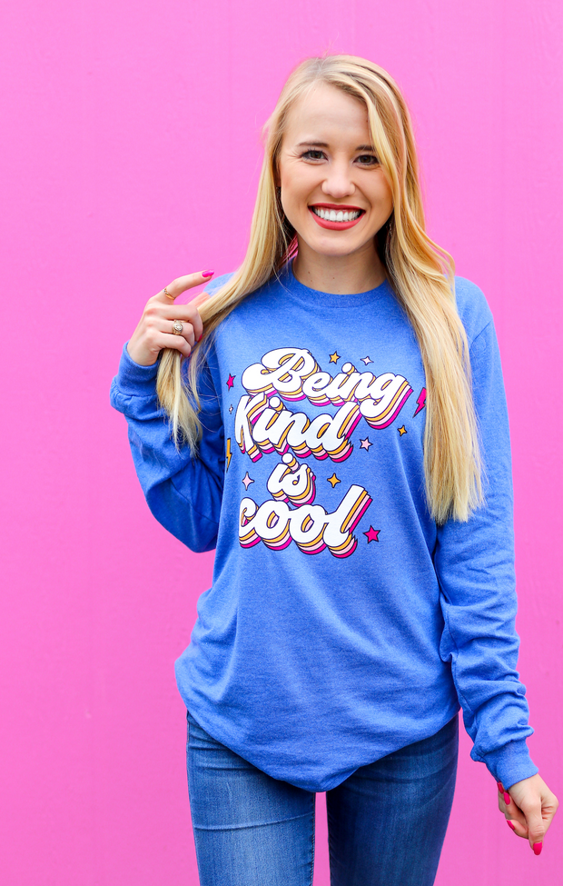 K&C - Being Kind Is Cool (Royal Heather) - Long Sleeve / Crew