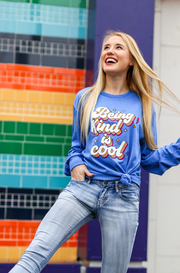 K&C - Being Kind Is Cool (Royal Heather) - Long Sleeve / Crew