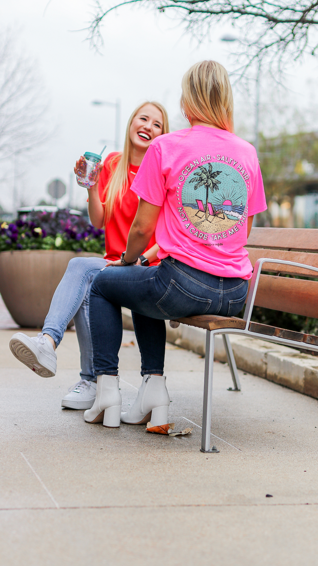 K&C - Ocean Air Salty Hair (Safety Pink) - Short Sleeve/Crew