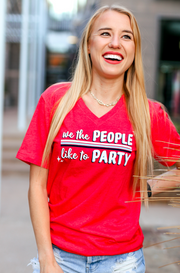 We The People Like To Party (Red Heather) - Short Sleeve / V-Neck