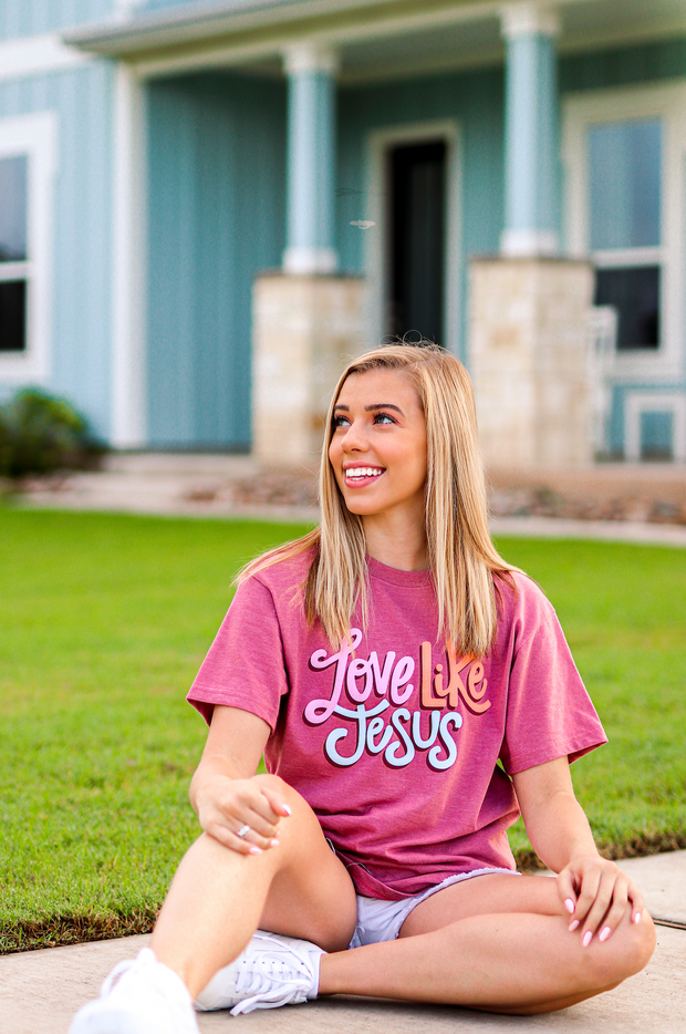 Love Like Jesus (Mauve Heather) - Short Sleeve / Crew