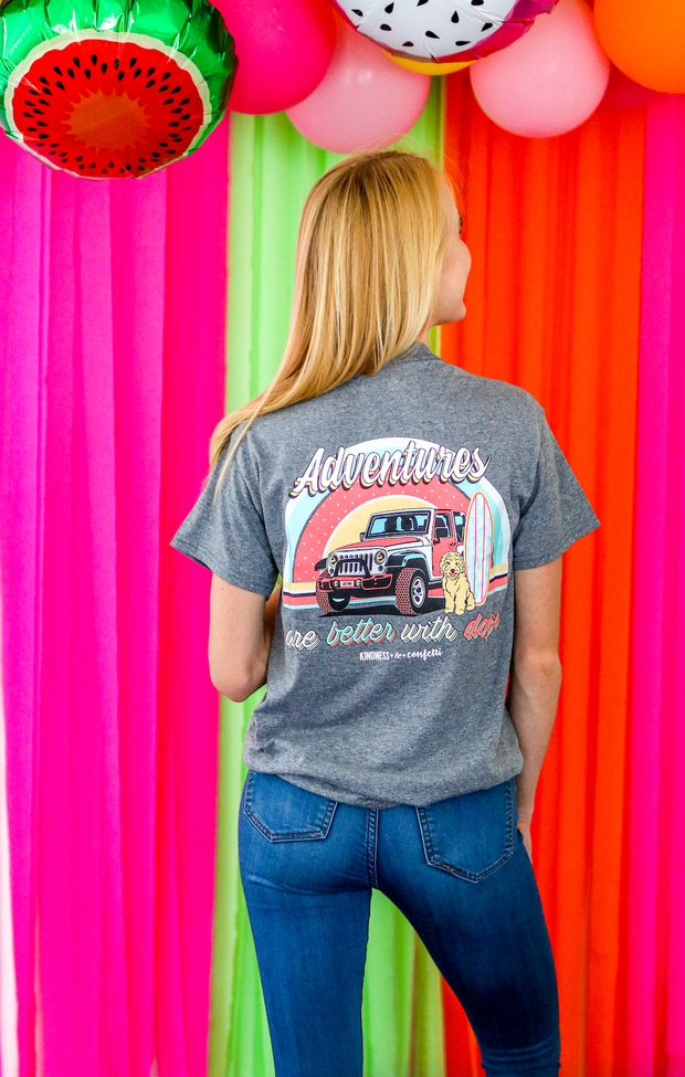 K&C - Adventures Are Better With Dogs (Grey) - Short Sleeve/Crew