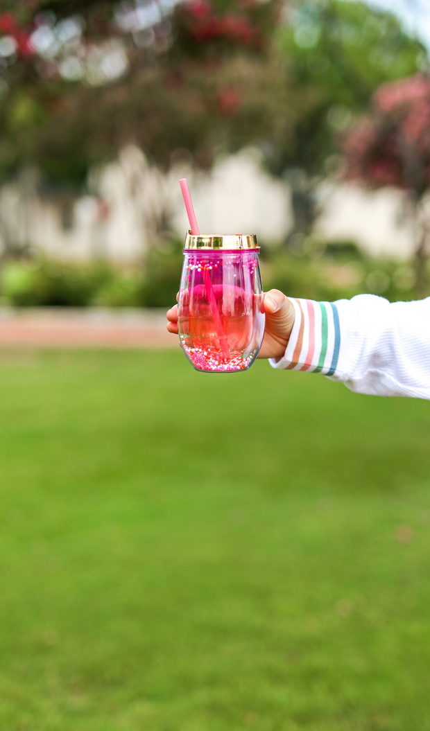 Tumbler - Pom Pom Wine (Pink/Gold) - 10 oz