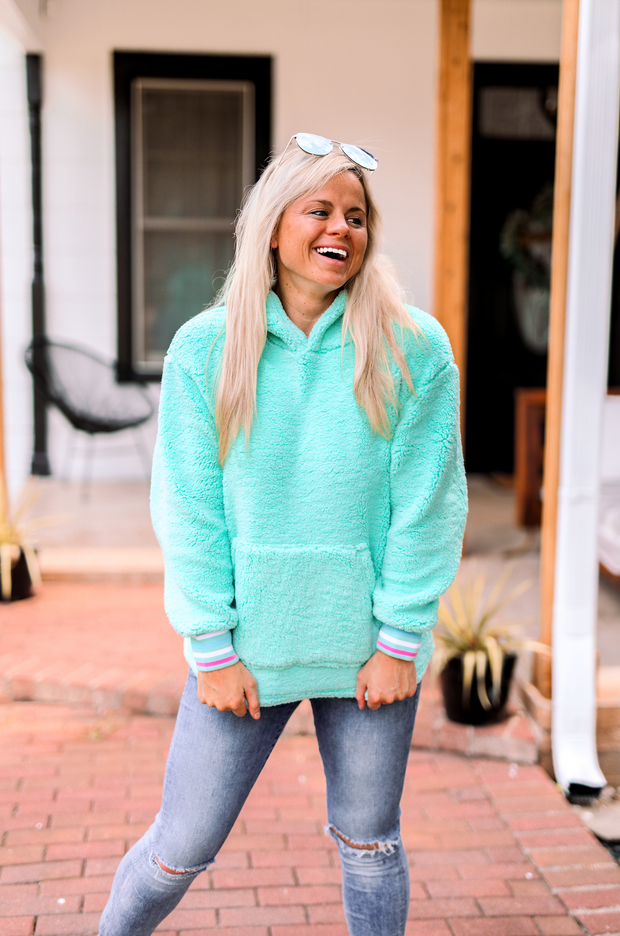 Sherpa Hoodie (Mint) - Long Sleeve