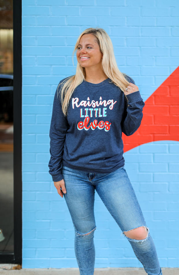 TSL - Raising Little Elves (Navy Heather) - Long Sleeve / Crew