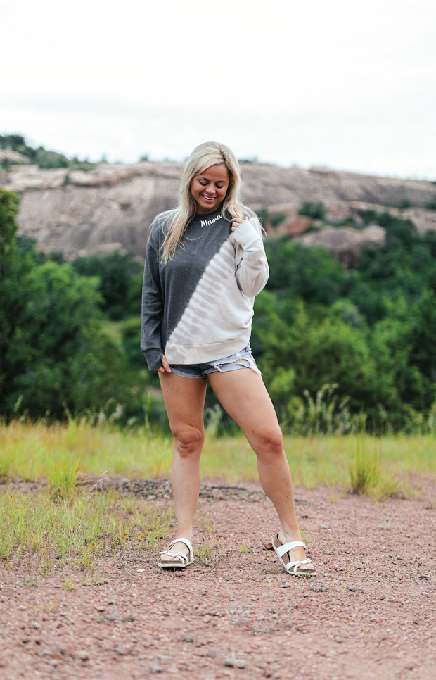 Custom: Neck Cross Tie Dye (Shades Of Grey) - Sweatshirt / Crew