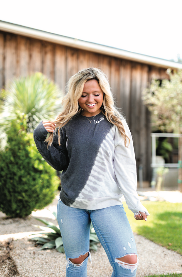 Custom: Neck Cross Tie Dye (Shades Of Grey) - Sweatshirt / Crew