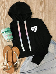 Corded *CUSTOM HEART* Hoodie (Black) - Long Sleeve