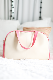 Duffle Bag (Cream/Pink) - Let's Go – Jadelynn Brooke®