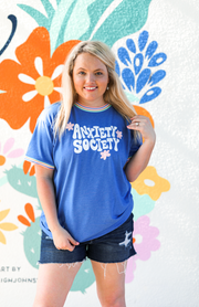 Anxiety Society (Flo Blue Decorative Rib) - Short Sleeve / Crew