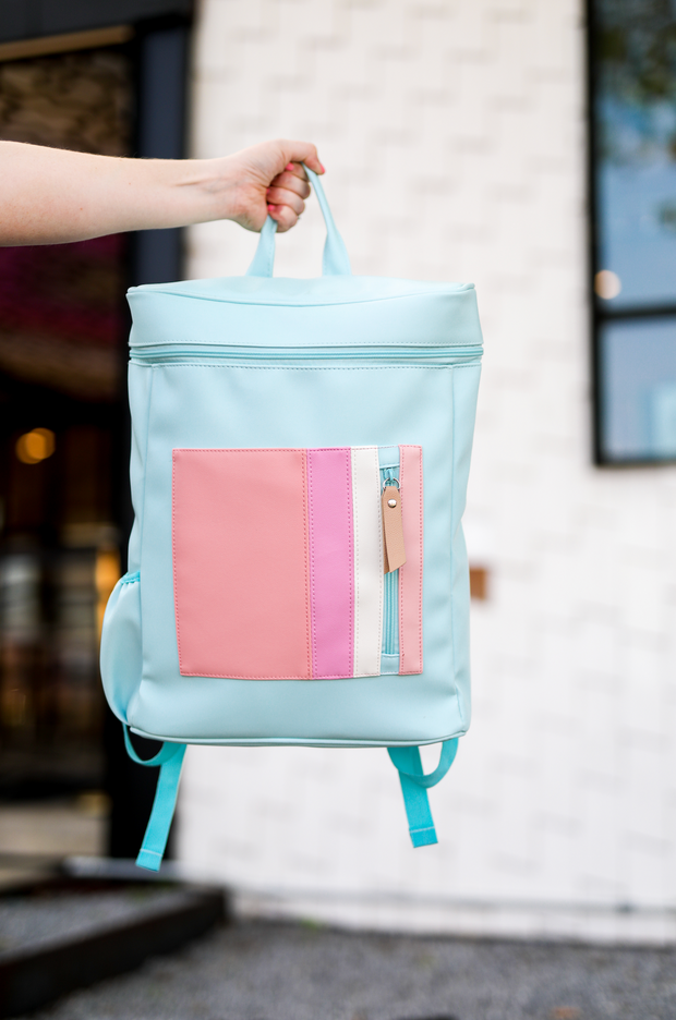 Baby blue pink backpack top
