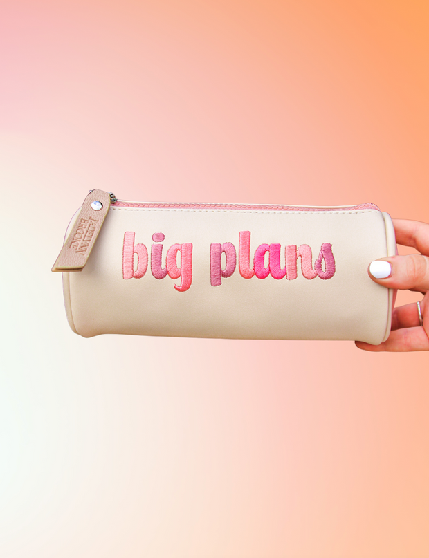 Pencil Pouch - Big Plans (Cream/Pink)