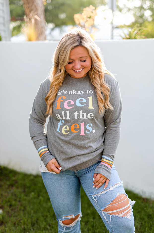 Feel All The Feels (Dark Grey Heather) - Long Sleeve / Crew