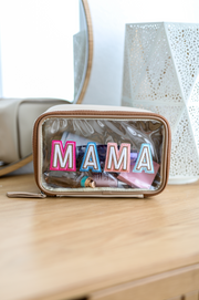 Cosmetic Bag (Cream/Brown) - Mama
