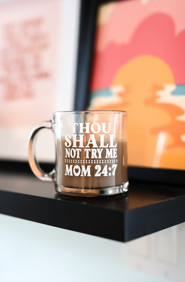 Glass Coffee MUG (Clear) - Mom 24:7